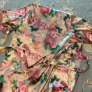 David’s Bridal floral silk robe